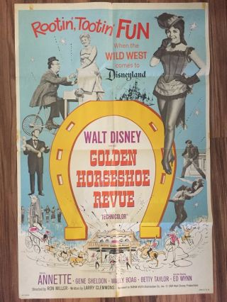 Disney " Golden Horseshoe Revue " Movie Poster Vintage Disneyland 1964 Annette