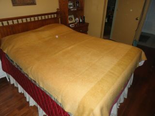Vintage Hudson Bay Gold Wool Point Blanket 72 X 88 " Made England Soft &