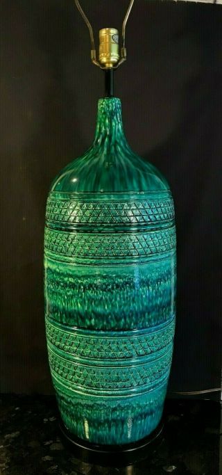 Large Vintage Mcm Aldo Londi Bitossi Italian Drip Glaze Art Pottery Lamp