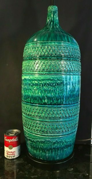 Large Vintage MCM Aldo Londi Bitossi Italian Drip Glaze Art Pottery Lamp 2