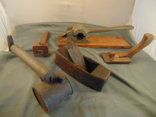 5 Antique Wooden Hand Tools Plane Scraper Sprayer Barnet Mach Co Furniture Build