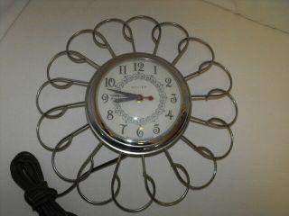 Vintage Chrome United Clock Corp Electrical Sunburst Flower Starburst