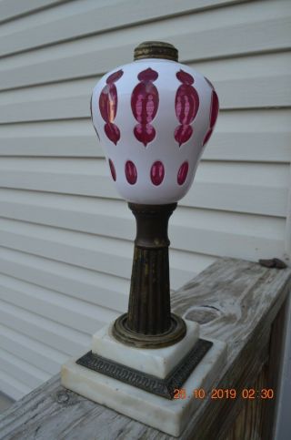 Antique Oil Lamp - Sandwich Glass,  Circa.  1860 - 1880 Estate