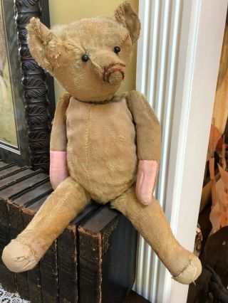 Vintage Antique Old Jointed Mohair Steiff Teddy Bear Hand Made Stuffed 18 Inches