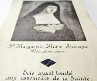 Antique Reliquary Card With Relic To Saint Margaret Mary Alacoque
