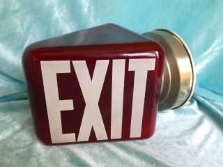 Vintage Art Deco - Ruby Red Glass - Movie Theater Exit Light - Triangle Wall Sconce