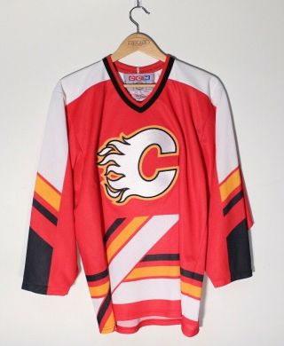 Vintage 90s Ccm Maska Calgary Flames Hockey Jersey Mens Medium