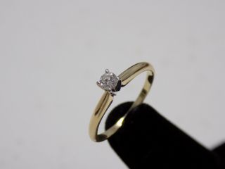 Vintage 14kt Gold & 1/5 Carat Diamond Engagement Ring Sz.  6 - 1/2 3