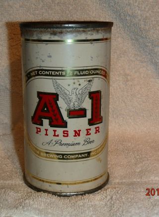 1950s White A - 1 Flat Top Beer Can Arizona Brewing Phoenix With Eagle Lid Cutout