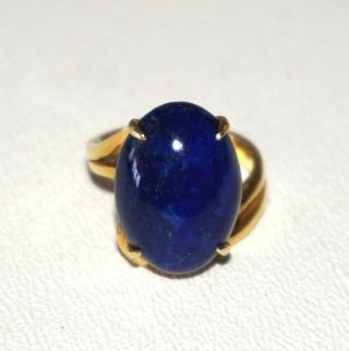Vintage 14k Yellow Gold Ring Sz.  5.  75 W.  Lapis Lazuli Cabochon Accent (bsg) 8