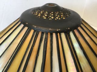 Accordian Pleated Stained Glass Slag Glass Lamp Shade - 17”W x 6.  75”T 2