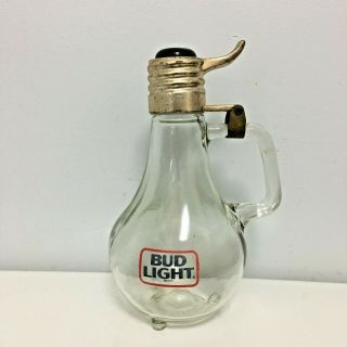 Vintage 80’s Bud Light Glass Light Bulb Beer Stein With Lid