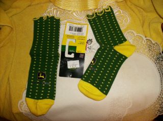 John Deere Ladies Socks Sox Green & Yellow With " John Deere " Printed On & Logo