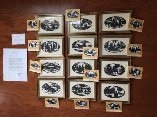 12 Nel Laughon Hand Cut Framed Paper Silhouettes Currier & Ives - Complete Set