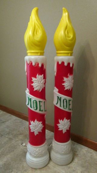 Vintage " Empire " Christmas Lighted Noel Candle Blow Molds - Set Of 2 - 38 " Tall