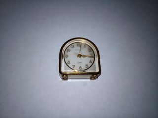 Antique Travel Alarm Clock Running Rare Hydepark 7 Jewel Alarm Clock Miniature
