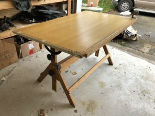 Vtg Wooden Drafting Table Stacor Automotive Dealer Art Desk Wdt - 1 Antique Easel
