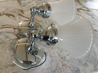Restoration Hardware Chatham Wall Sconces Chrome Pair Glass Shade Set Of 2 Two