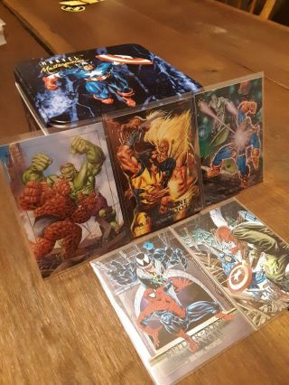 1992 Marvel Masterpieces Cards With Collectors Tin Box With 5 Holograms