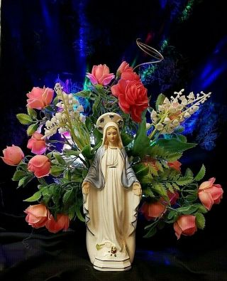 Vintage Nancy Pew Virgin Mary Lady Of Grace Statue Figurine Planter Japan