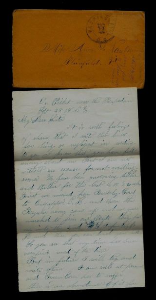 Civil War Letter - 2nd U.  S.  Infantry On Picket Duty Along Rapidan River In Va