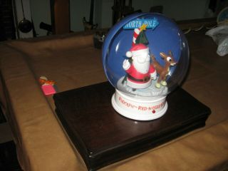 12” Gemmy Snow Globe Santa and Rudolph The Red Nose Reindeer / as Found 3