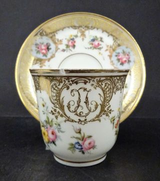 Antique Paris Porcelain Tea Cup,  Saucer & Plate Sevres Style 3
