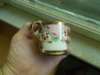 1830s EARLY COPPER LUSTER CHILD ' S MUG HAND PAINTED FLOWERS APPLIED HANDLE 2
