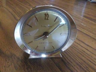 Vintage Baby Ben Westclox Gold Dial Wind Up Alarm Clock Brass Metal Usa Made