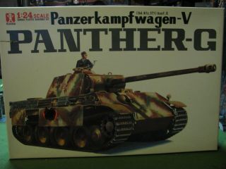 Vintage Bandai German Panther G Tank Kit,  Rare 1/24 Scale 8213,  1972
