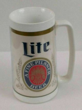 Vintage Miller Lite Fine Pilsner Beer Thermo - Serv Insulated Mug Stein Cup