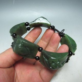 100 Natural Chinese Hetian Jade Hand - Carved Wudu Bracelet Rn