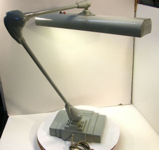 Vintage Art Specialty Flexo Floating Arm Industrial Fluorescent Desk Lamp Gray