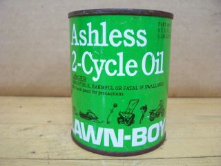 Vintage Lawn Boy Mower Ashless 2 Cycle Engine Oil Tin Can Advertising