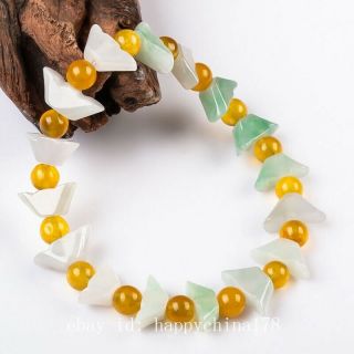 100 Pure Natural A Jadeite Hand - Carved Sycee Statue Bead Jade Bracelet /pa01c