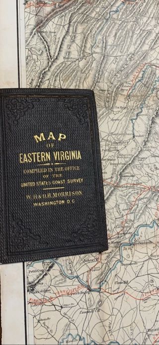 1862 Civil War Pocket Map Eastern Virginia