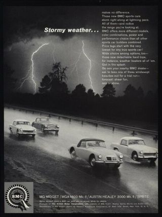 1962 Mg Midget - Mga 1600 Mkii - Austin Healey 3000 Mkii - Srite - Vintage Ad