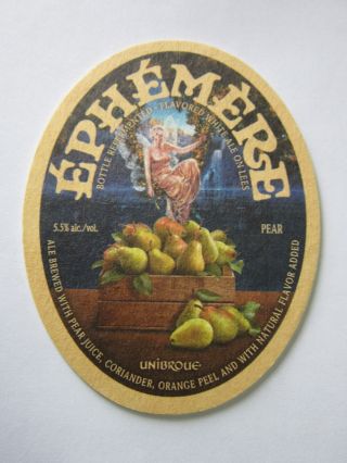 Beer Coaster Unibroue Brewing Ephemere Flavored White Ale On Lees Canada