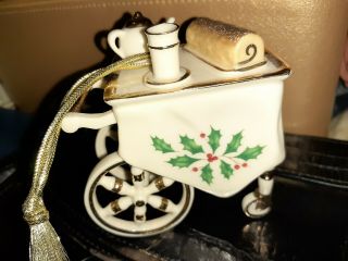 Lenox Holiday Home Tea Cart Christmas Holly Ornament 6119101