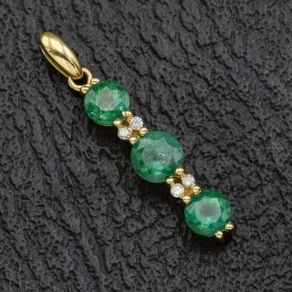Vintage 14k Yellow Gold 1.  22 Tcw Emerald & Diamond Pendant 1.  6g 23.  0x5.  1 Mm