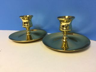 2 Baldwin Brass Candlestick Candle Holders Quality High Luster Polished Brass Vg