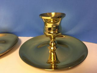 2 Baldwin Brass Candlestick Candle Holders Quality High Luster Polished Brass VG 3