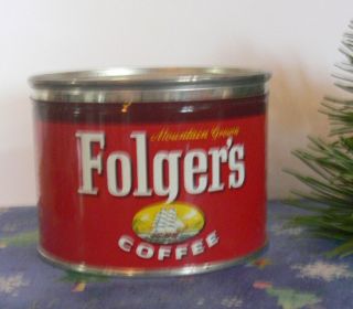 Folger ' s Coffee Tin 1/2 lb.  net wt.  STEAMSHIP One Half Pound Tin 2