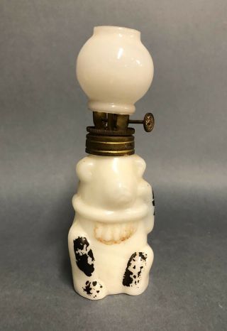 Antique White Milk Glass Bear Miniature Oil Lamp - S2 - 271