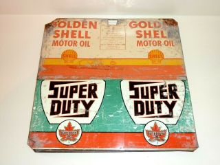 Motor Oil Can Empty Quart Gas Sign Vintage Supertest Shell Maple Syrup Sap Lid