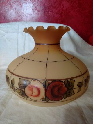 Lamp Shade Globe Glass Hurricane Gwtw Large Replacement Yellow Floral Gold Vtg