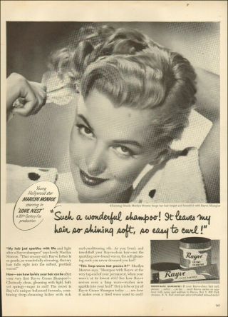 1951 Vintage Hair Care Ad Rayve Shampoo W/ Young Marilyn Monroe 092219