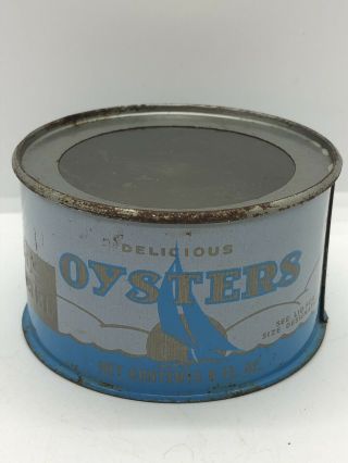 Vintage Collectible Oysters Jones Bros.  Chincoteague,  Va.  Advertising Tin Can
