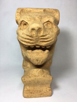 VINTAGE ARCHITECTURAL WOOD ROARING LION CARVING SIGNED BY ARTIST WJFAIX 1986 2