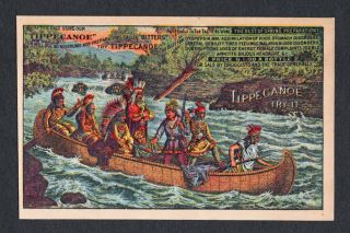Orig 1880s Trade Card - Native American Indians In Canoe - Tippecanoe Bitters